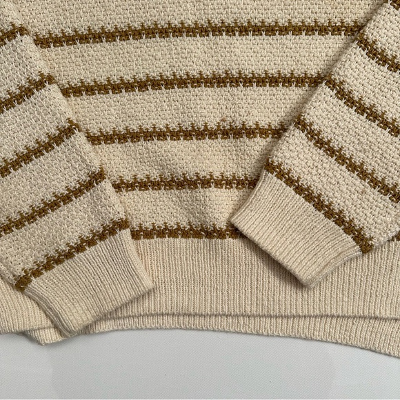 Madewell Sweater Canby Button Mockneck Sweater in Stripe tan size Medium (m) - Picture 7 of 10
